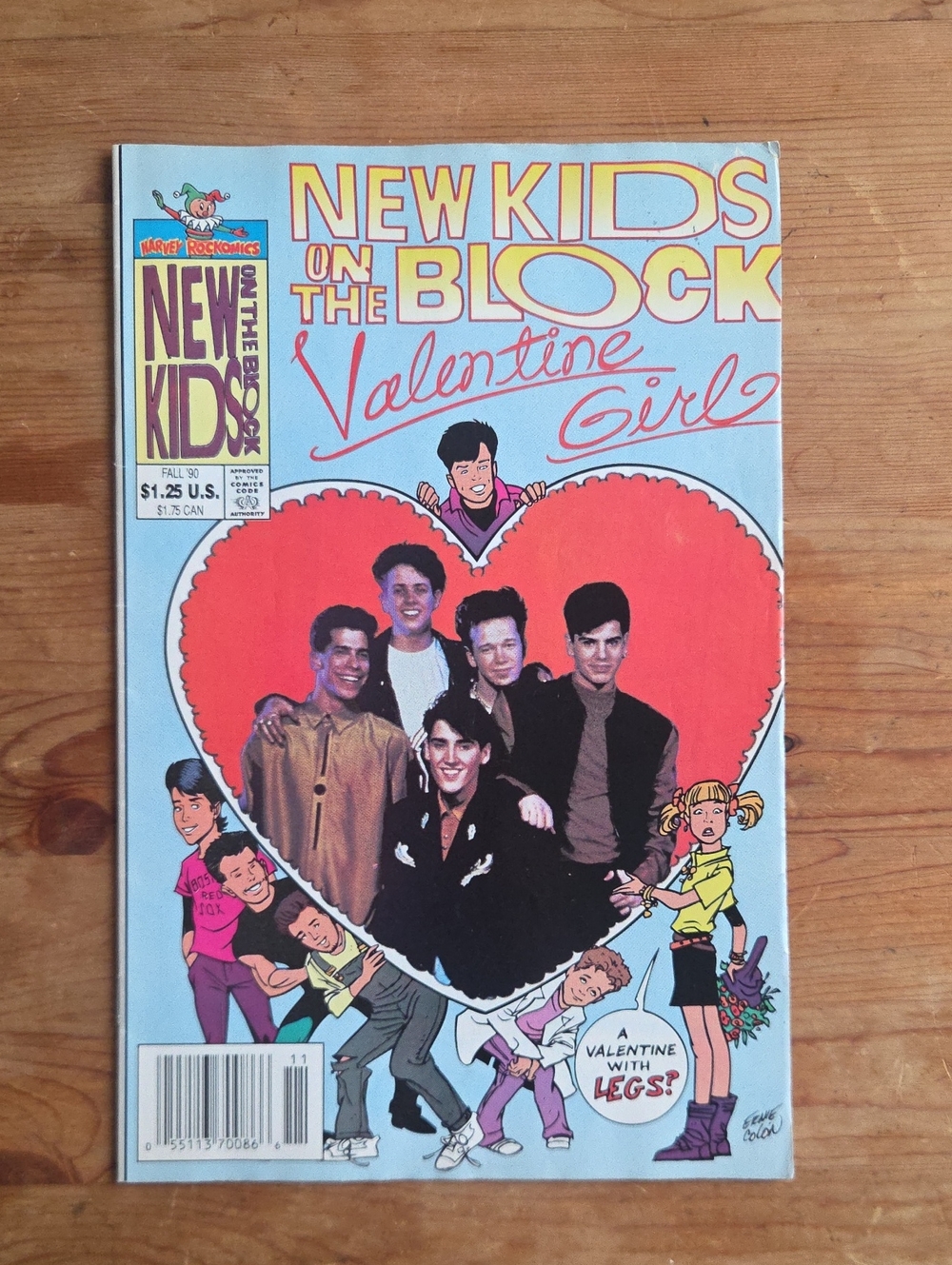 1990 Vintage New Kids on the Block Valentine Girl Comic Book Harvey Comics Blue